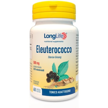 Longlife Eleuterococco 0,8% 500 mg integratore tonico adattogene 60 capsule Longlife Eleuterococco 0,8% 500 mg integratore tonico adattogene 60 capsule
