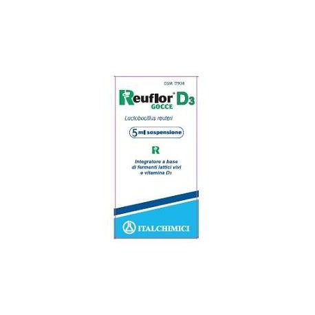 Reuflor D3 Gocce 5 ml - Integratore di Fermenti Lattici Vivi e Vitamina D3