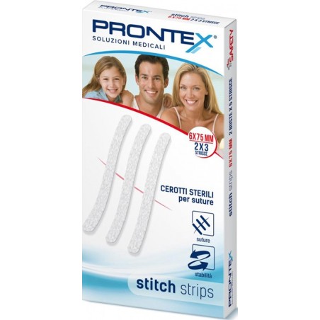 Prontex Stitch Strips cerotti per protezione delle ferite 6 x 75 mm 10 pezzi Prontex Stitch Strips cerotti per protezione delle ferite 6 x 75 mm 10 pezzi