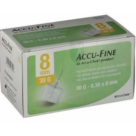 Accu-Check Accu-Fine ago per penna da insulina gauge 30 x 8mm 100 pezzi Accu-Check Accu-Fine ago per penna da insulina gauge 30 x 8mm 100 pezzi
