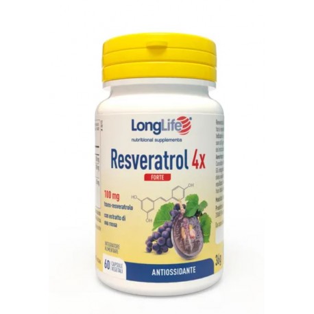 Longlife Resveratrol 4x Forte integratore antiossidante 60 capsule