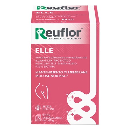 Reuflor Elle integratore mix probiotico per benessere delle mucose vaginali femminili 15 stick Reuflor Elle integratore mix probiotico per benessere delle mucose vaginali femminili 15 stick