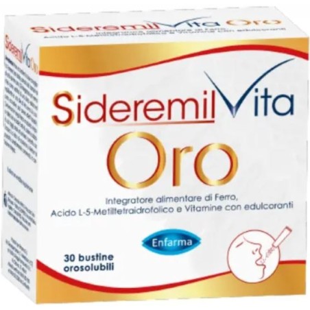 Sideremil Vita Oro integratore a base di ferro e vitamine 30 bustine Sideremil Vita Oro integratore a base di ferro e vitamine 30 bustine