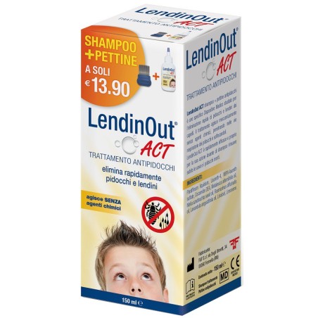 Lendinout Act Antipidocchi trattamento per l'eliminazione rapida di pidocchi e lendini 150 ml Lendinout Act Antipidocchi trattamento per l'eliminazione rapida di pidocchi e lendini 150 ml