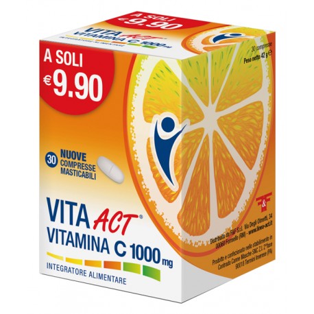 Vita Act Vitamina C 1000 mg integratore antiossidante ricostituente 30 compresse masticabili