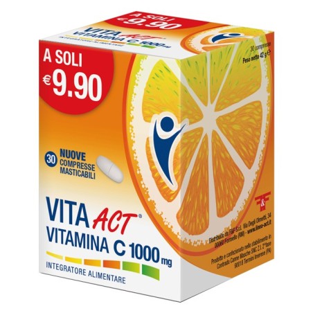 Vita Act Vitamina C 1000 mg integratore antiossidante ricostituente 30 compresse masticabili Vita Act Vitamina C 1000 mg integratore antiossidante ricostituente 30 compresse masticabili