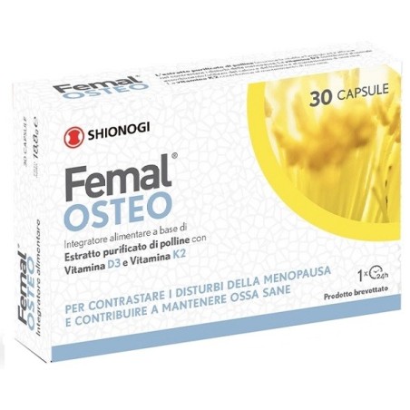 Femal Osteo integratore di polline per disturbi della menopausa 30 capsule Femal Osteo integratore di polline per disturbi della menopausa 30 capsule