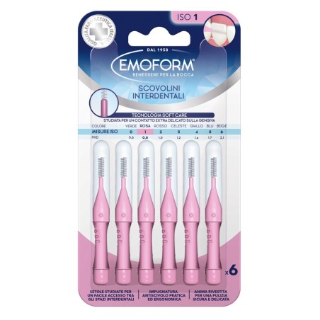 Emoform Scovolino per spazi interdentali Iso 1 Rosa 6 pezzi Emoform Scovolino per spazi interdentali Iso 1 Rosa 6 pezzi