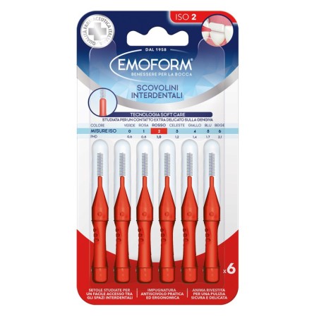 Emoform Scovolino per igiene orale ottimale Iso 2 Rosso 6 pezzi Emoform Scovolino per igiene orale ottimale Iso 2 Rosso 6 pezzi