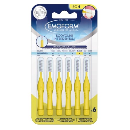 Emoform Scovolino per igiene spazi interdentali Iso 4 Giallo 6 pezzi Emoform Scovolino per igiene spazi interdentali Iso 4 Giallo 6 pezzi