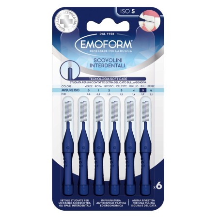 Emoform Scovolino interdentale soft care ISO 5 blu 6 pezzi Emoform Scovolino interdentale soft care ISO 5 blu 6 pezzi