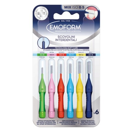Emoform Scovolino Mix per igiene orale ISO da 0 a 5 6 pezzi assortiti Emoform Scovolino Mix per igiene orale ISO da 0 a 5 6 pezzi assortiti