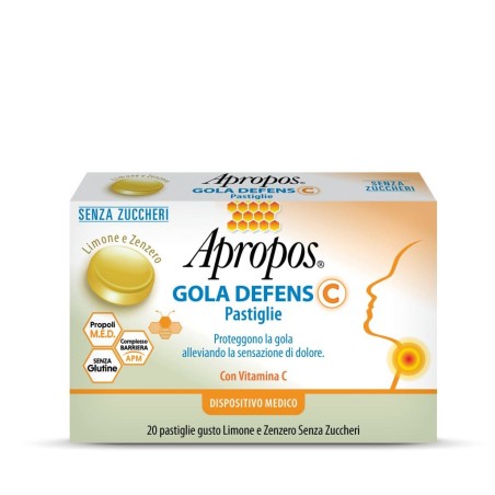 Apropos Gola Defens C Limone e Zenzero caramelle per la gola senza zucchero 20 pastiglie Apropos Gola Defens C Limone e Zenzero caramelle per la gola senza zucchero 20 pastiglie