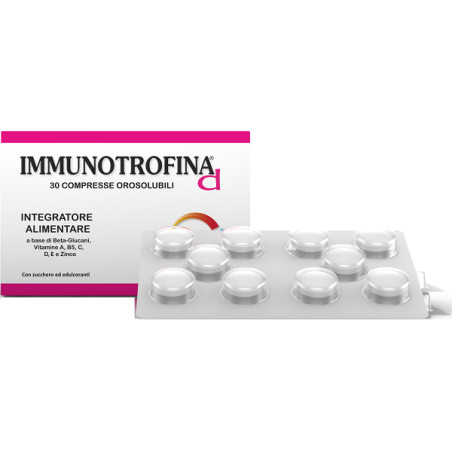 Immunotrofina D integratore per sistema immunitario e ossa 30 compresse orosolubili Immunotrofina D integratore per sistema immunitario e ossa 30 compresse orosolubili