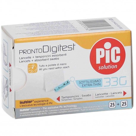 PiC Kit Pronto Digitest 33G Lancette + Tamponi 25 pezzi