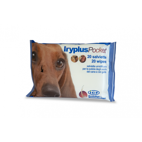 Iryplus Pocket 20 salviette umidificate per la pulizia degli occhi di cane e gatto 20 pezzi