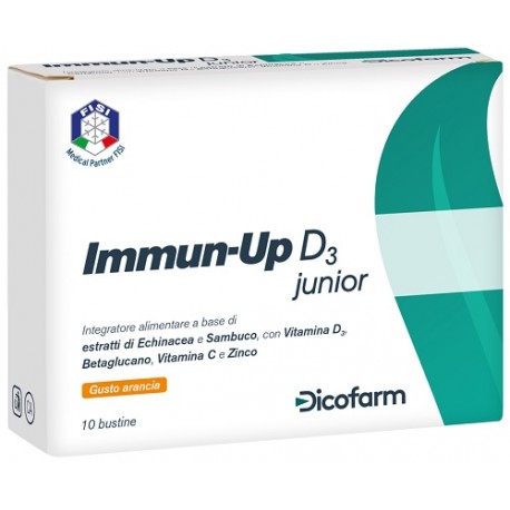 Immun-Up D3 Junior integratore per difese immunitarie respiratorie dei bambini 10 bustine