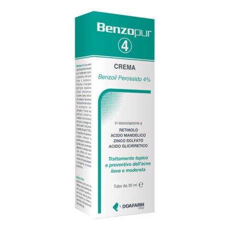 Benzopur 4 crema trattamento topico e preventivo dell'acne lieve e moderata 30 ml Benzopur 4 crema trattamento topico e preventivo dell'acne lieve e moderata 30 ml