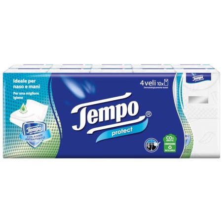 Tempo Protect Fazzoletti 4 veli resistenti e morbidi 20 pacchetti da 10 pezzi Tempo Protect Fazzoletti 4 veli resistenti e morbidi 20 pacchetti da 10 pezzi