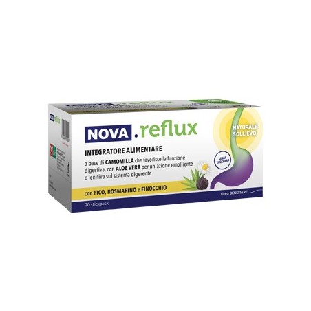 Nova Reflux integratore digestivo lenitivo emolliente per sollievo allo stomaco 20 stick pack Nova Reflux integratore digestivo lenitivo emolliente per sollievo allo stomaco 20 stick pack