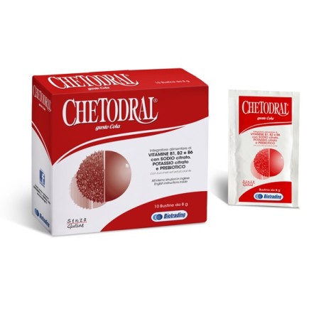 Chetodral integratore gusto cola per chetosi e di vomito acetonemico di bambini e adulti 10 bustine Chetodral integratore gusto cola per chetosi e di vomito acetonemico di bambini e adulti 10 bustine
