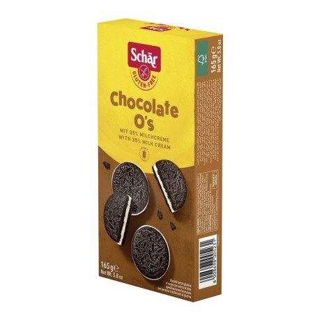 Schär Chocolate O's Biscotti senza glutine al cacao con deliziosa crema al latte 165 g Schär Chocolate O's Biscotti senza glutine al cacao con deliziosa crema al latte 165 g