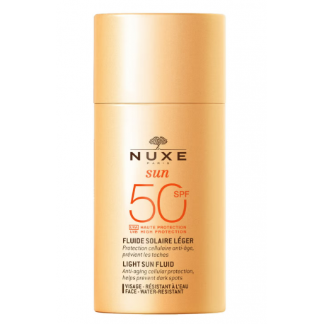 Nuxe Sun Fluido solare viso leggero alta protezione SPF50+ anti età e anti macchie 50 ml