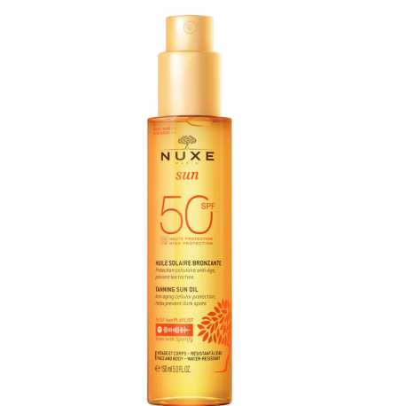 Nuxe Sun Olio solare abbronzante SPF50+ per viso e corpo 150 ml