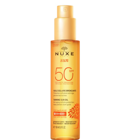 Nuxe Sun Olio solare abbronzante SPF50+ per viso e corpo 150 ml Nuxe Sun Olio solare abbronzante SPF50+ per viso e corpo 150 ml