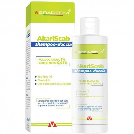 Braderm AkariScab Shampoo Doccia Detergente contro i Parassiti dell'uomo 150ml