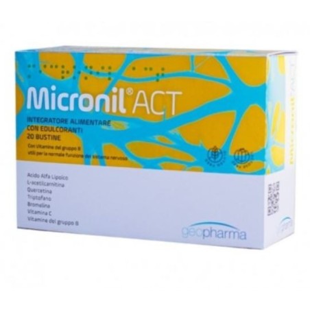 Geofarma Micronil Act integratore per benessere mentale e funzione psicologica 14 bustine Geofarma Micronil Act integratore per benessere mentale e funzione psicologica 14 bustine