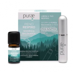 PURAE KIT SINERGIA BALSAMICA PER INALAZIONE CON STICK OLFATTIVO PIENO RESPIRO 5 ML