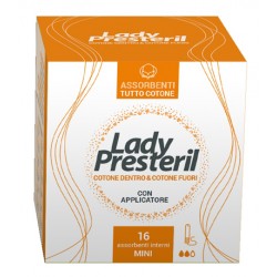Lady Presteril Assorbenti Interni Mini 100% cotone per flusso leggero 16 pezzi