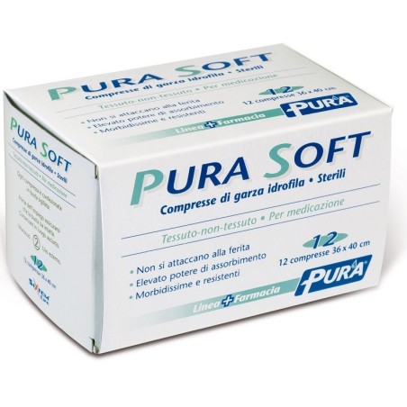 Pura Soft Compresse di garza idrofila sterili in TNT 36 x 40 cm 12 pezzi Pura Soft Compresse di garza idrofila sterili in TNT 36 x 40 cm 12 pezzi