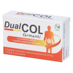 Dualcol Fermenti – Integratore probiotico con prebiotici per l’equilibrio intestinale. Confezione da 10 capsule.