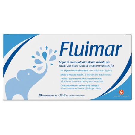 Fluimar Acqua di mare isotonica sterile per l'igiene nasale quotidiana 20 fiale 5 ml Fluimar Acqua di mare isotonica sterile per l'igiene nasale quotidiana 20 fiale 5 ml