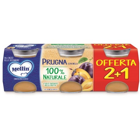 Danone Nutricia Soc. Ben. Mellin Omogeneizzato Prugna 3 Pezzi Da 100 G