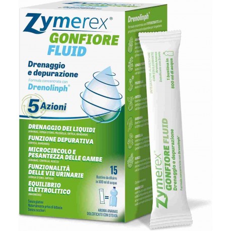 Zymerex Gonfiore Fluid integratore per drenaggio e depurazione 15 bustine