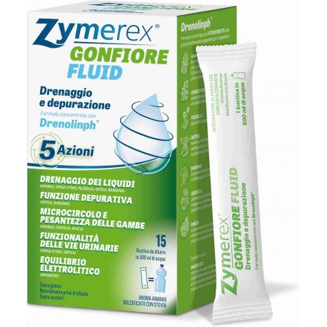Zymerex Gonfiore Fluid integratore per drenaggio e depurazione 15 bustine