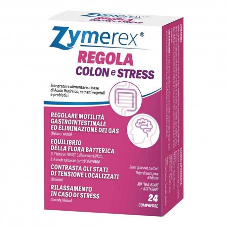 Zymerex Regola Colon e Stress Integratore per Flora intestinale e Rilassamento 24 compresse