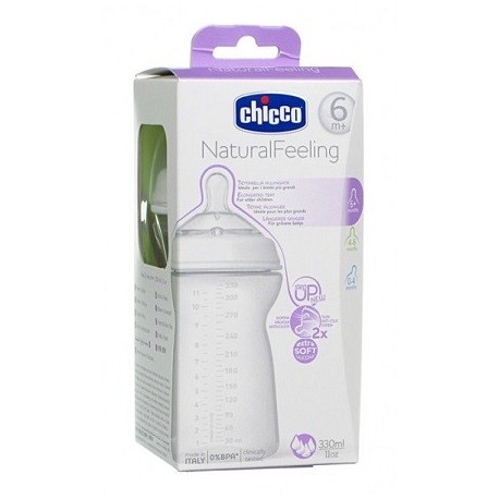 Chicco Natural Feeling Biberon Anticoliche per Bambini da 6 Mesi - 330 ml