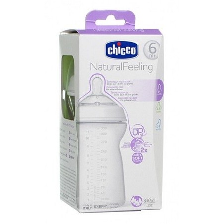Chicco Natural Feeling Biberon Anticoliche per Bambini da 6 Mesi 330ml Chicco Natural Feeling Biberon Anticoliche per Bambini da 6 Mesi 330ml