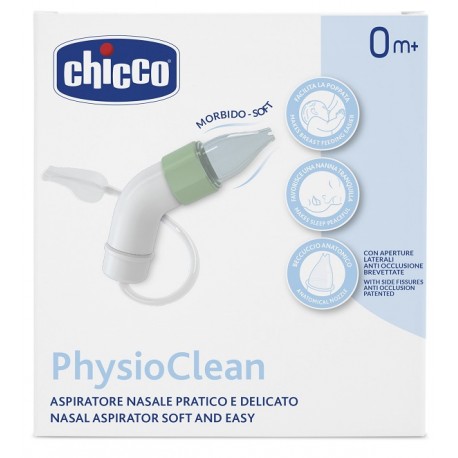 Chicco Physioclean Aspiratore nasale pratico e delicato contro secrezioni nasali in eccesso