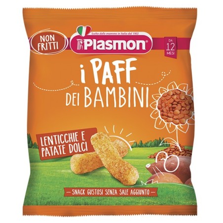 Plasmon Dry Snack I Paff dei Bambini lenticchie e patate dolci merenda 15 g Plasmon Dry Snack I Paff dei Bambini lenticchie e patate dolci merenda 15 g