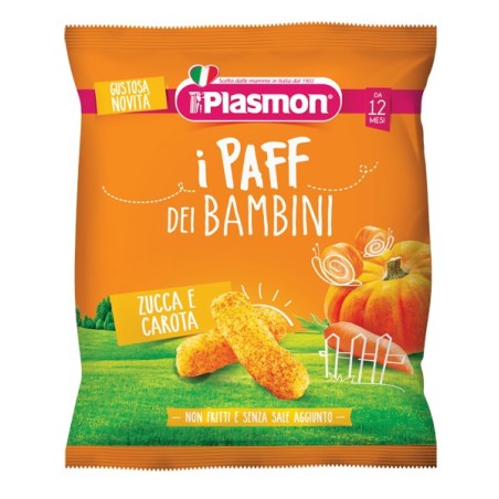 Plasmon Dry Snack I Paff dei Bambini Zucca Carote merenda per i più piccoli 15 g Plasmon Dry Snack I Paff dei Bambini Zucca Carote merenda per i più piccoli 15 g