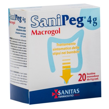 Sanipeg Macrogol Polvere per trattamento sintomatico della stipsi polvere 20 bustine Sanipeg Macrogol Polvere per trattamento sintomatico della stipsi polvere 20 bustine