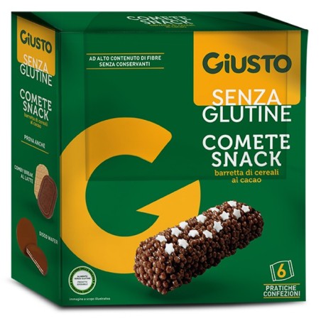Giusto Senza Glutine Comete Snack Barrette di cereali al cacao 120 g Giusto Senza Glutine Comete Snack Barrette di cereali al cacao 120 g