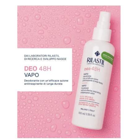 Rilastil Deo Vapo 48 h - Deodorante antitraspirante lunga durata senza profumo pelli sensibili 100 ml
