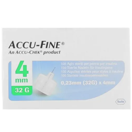 Accu-Fine Pen Needle Gauge 32 - 4mm 100 Pezzi Accu-Fine Pen Needle Gauge 32 - 4mm 100 Pezzi