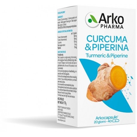 Arkocapsule Curcuma Piperina integratore biologico per articolazioni 40 capsule